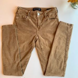 Bullhead Denim Tan/ Velvet Mid Rise Skinny Pants